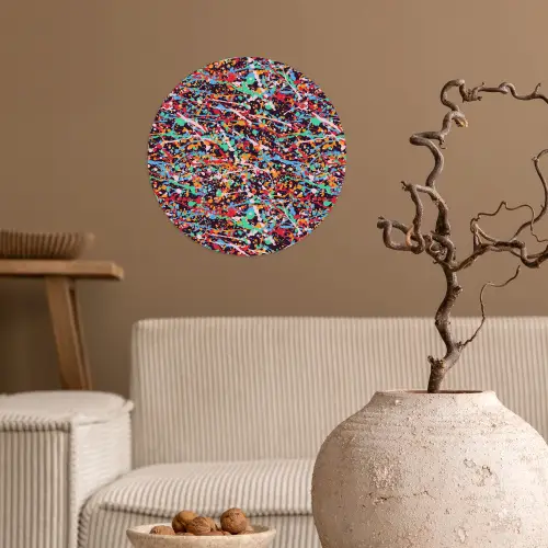 Spat - Abstract - Waterverf - Multi Wandcirkel behangsticker klein 186 -sfeer1