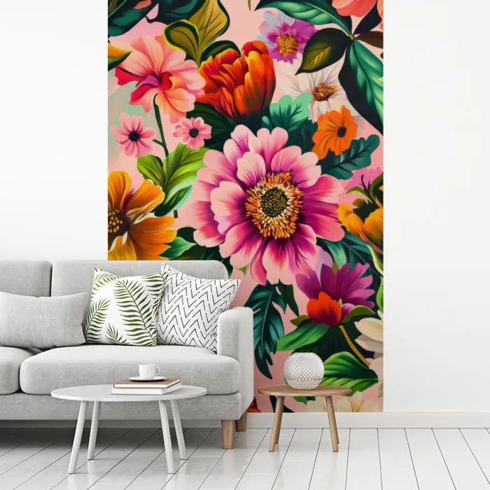 Bloemen - Kleurrijk - Roze fotobehang vinyl groot -woonkamer