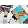 Bloemen - Vrouw - Zonnebril - Blauw laptophoes neopreen klein -bureau