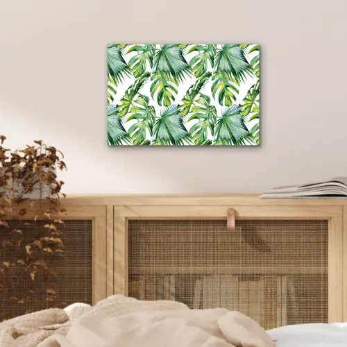 Bladeren - Monstera - Jungle - Tropical aluminium wit klein -sfeer3