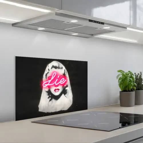 Neon - Letters - Vintage - Vrouw keuken achterwand spatscherm klein -3d_schuin