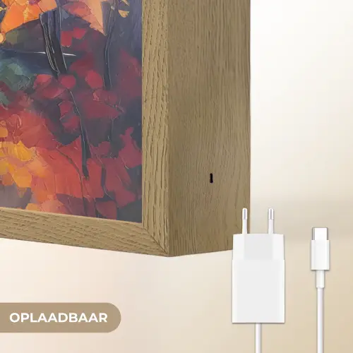 Landschap - Olieverf - Rivier - Kleurrijk Light Box met batterij (Wandlamp) middel -USP_websiteoplaadbaarNL