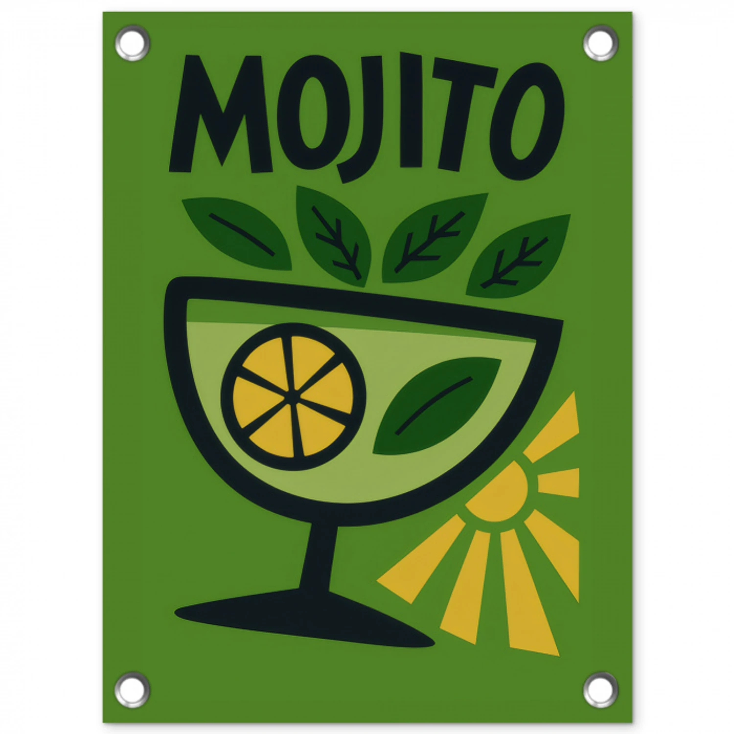 Mojito - Cocktail - Citroen - Groen tuinposter los doek klein -3d