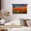 Zonsondergang - Klaprozen - Rood - Bloemen - Veld - Natuur Wandkleed katoen klein -sfeer1