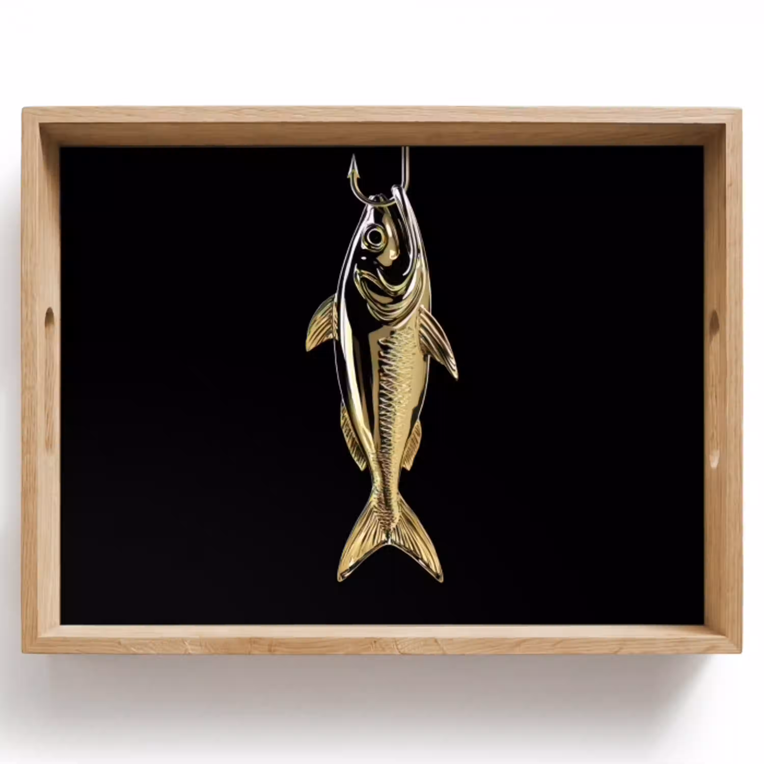 Goud - Vis - Haak - Zwart Dienblad Rechthoek middel -z3d_shopping