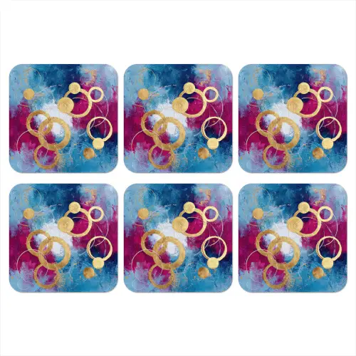 Cirkels - Goud - Abstract onderzetter kurk middel -3d