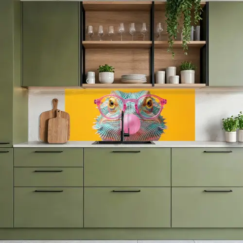 Kameleon - Kauwgom - Kleurrijk keuken achterwand 2 middel -sfeer3