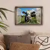 Doorkijk - Koe - Weiland - Dieren - Natuur canvas 2cm klein -sfeer1
