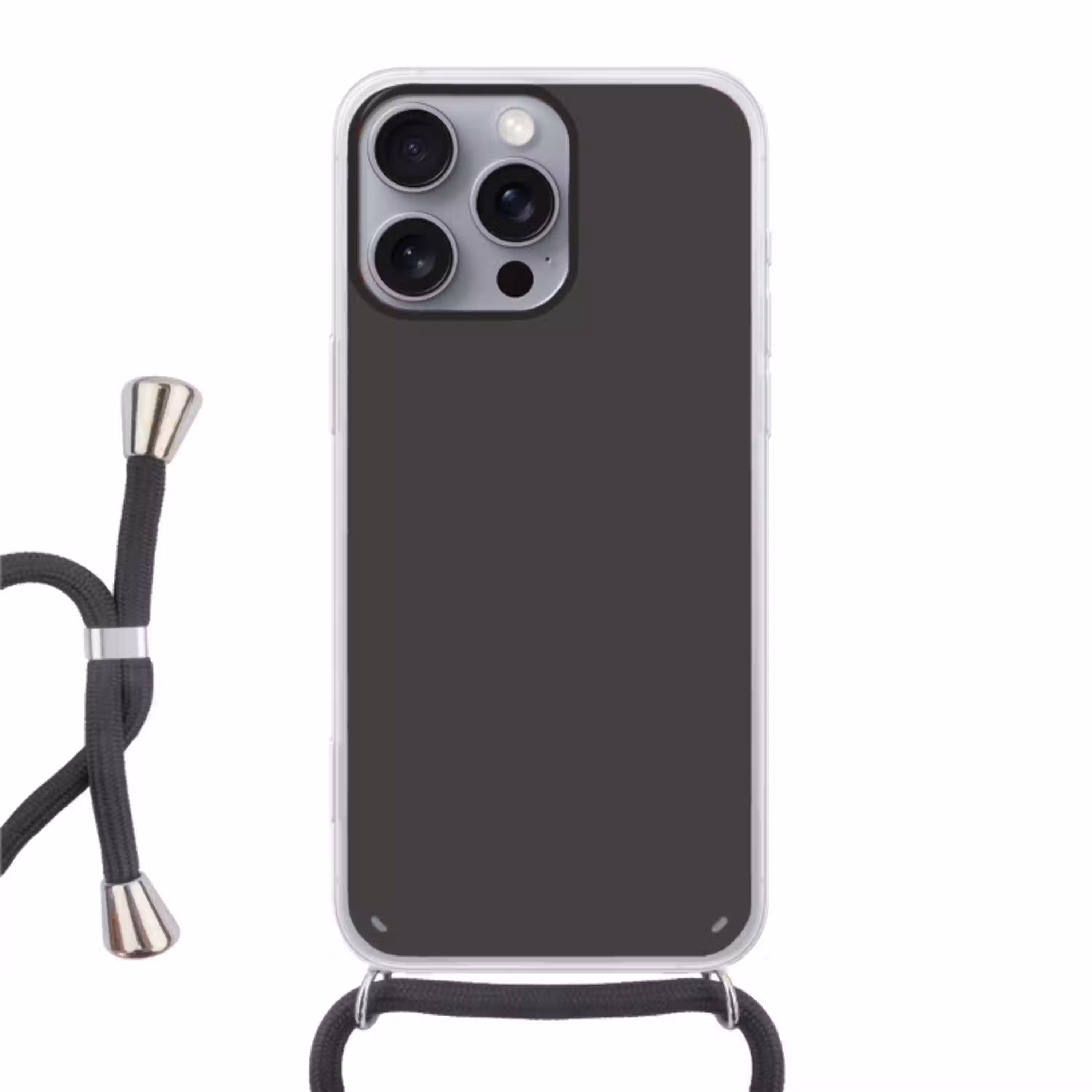 Charcoal - Grijs- Grey Hoesje iPhone 16 Pro Max met koord klein 804 -3d