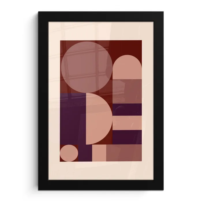 Geometrisch - Cirkels - Rood fotolijst zwart zonder passe partout klein -3d