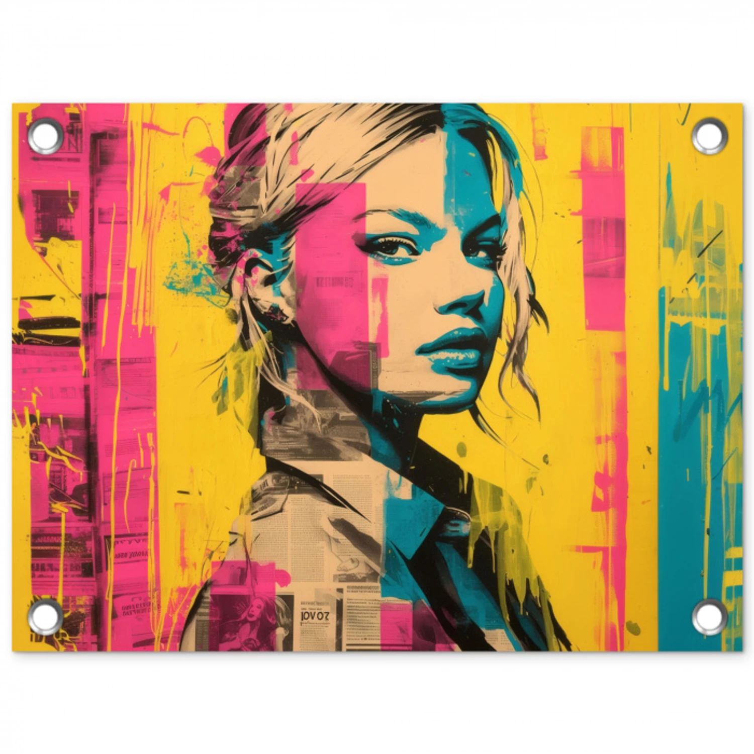 Vrouw - Verfstrepen - Gekleurd tuinposter los doek klein -3d