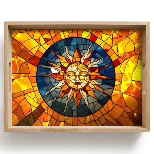 Mozaïek - Zon - Geel - Cirkel Dienblad Rechthoek middel -z3d_shopping