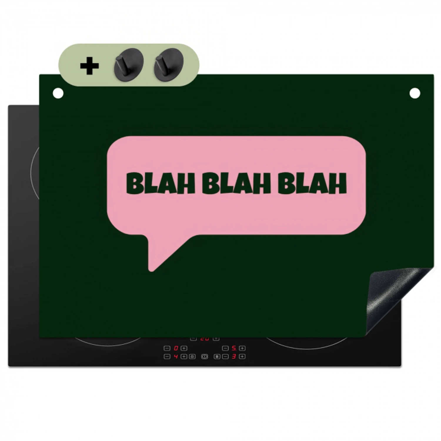 Tekstwolk - BLAH BLAH BLAH - Roze Inductie beschemer met haakjes klein -3d