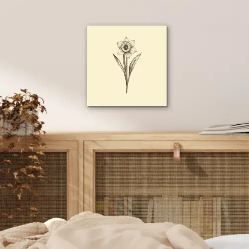 Zwart - Narcis - Illustratie aluminium wit klein -sfeer3