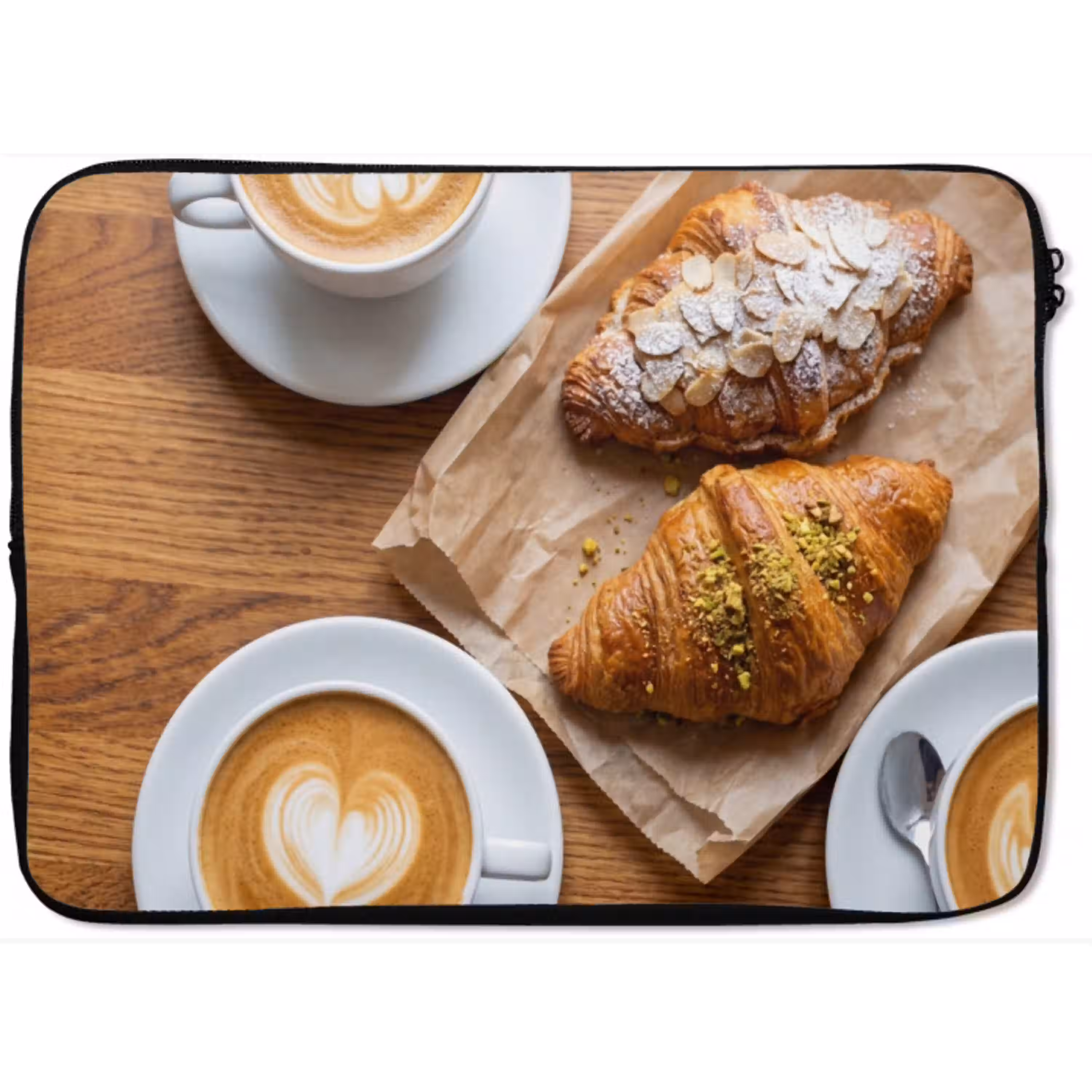 Eten - Croissant - Koffie - Ontbijt - Modern laptophoes neopreen klein -zkaufland3dotto