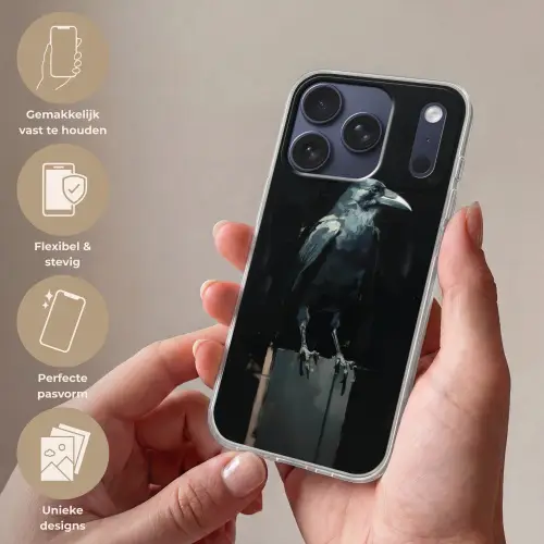 Raaf - Vogels - Zwart Telefoonhoesje iPhone 17 Pro klein -sfeer3_NL