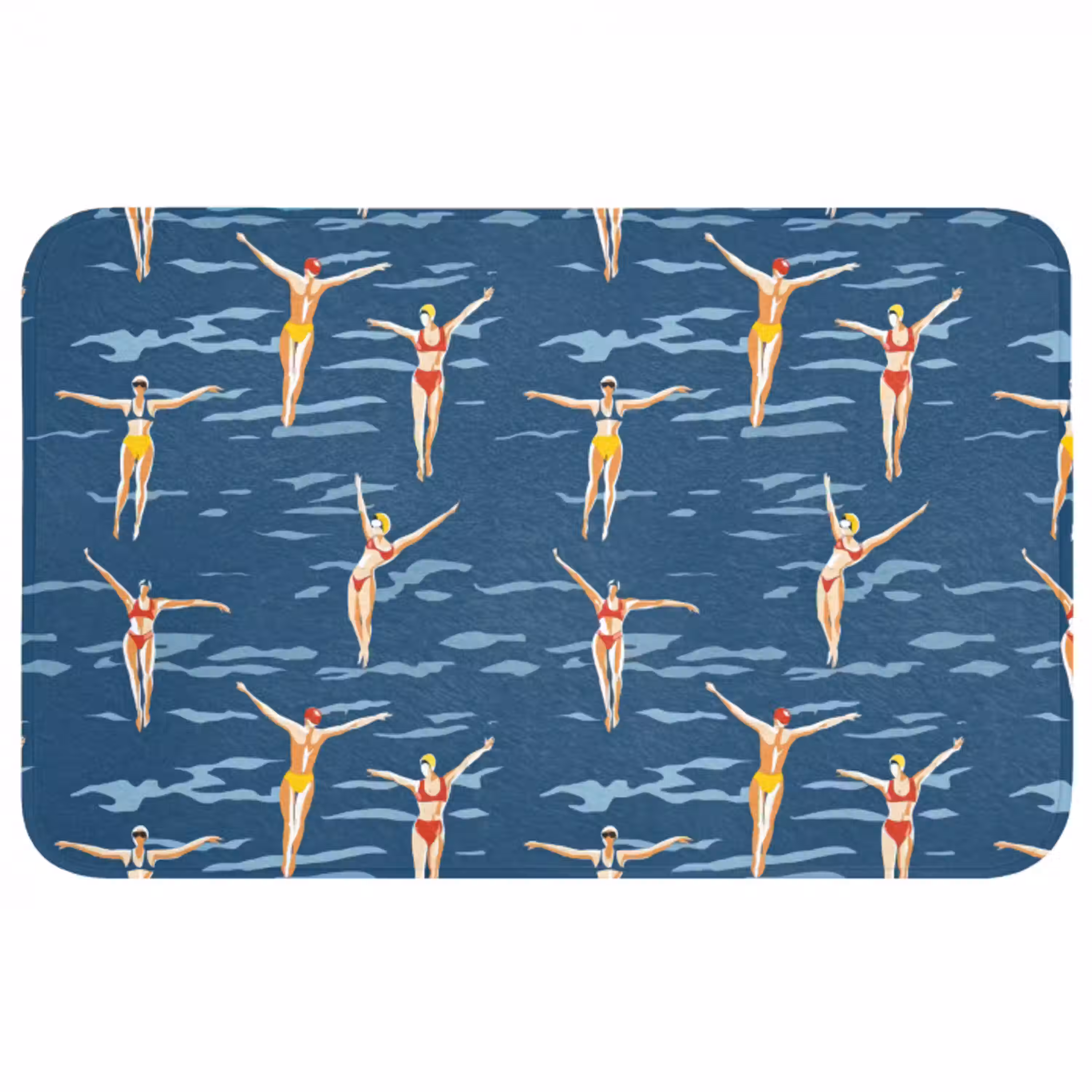 Zwemsters- Retro - Blauw Badmat middel 997 -3d