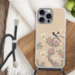 Bloemen - Vogels - Bloemen Hoesje iPhone 16 Pro Max met koord klein -sfeer4