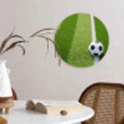 Voetbal - Grasveld - Sport - Groen Wandcirkel kunststof plaat 5mm dik klein -sfeer4