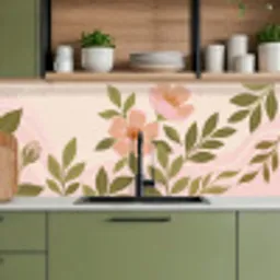 Grafisch - Bloemen - Roze keuken achterwand 2 middel -sfeer3