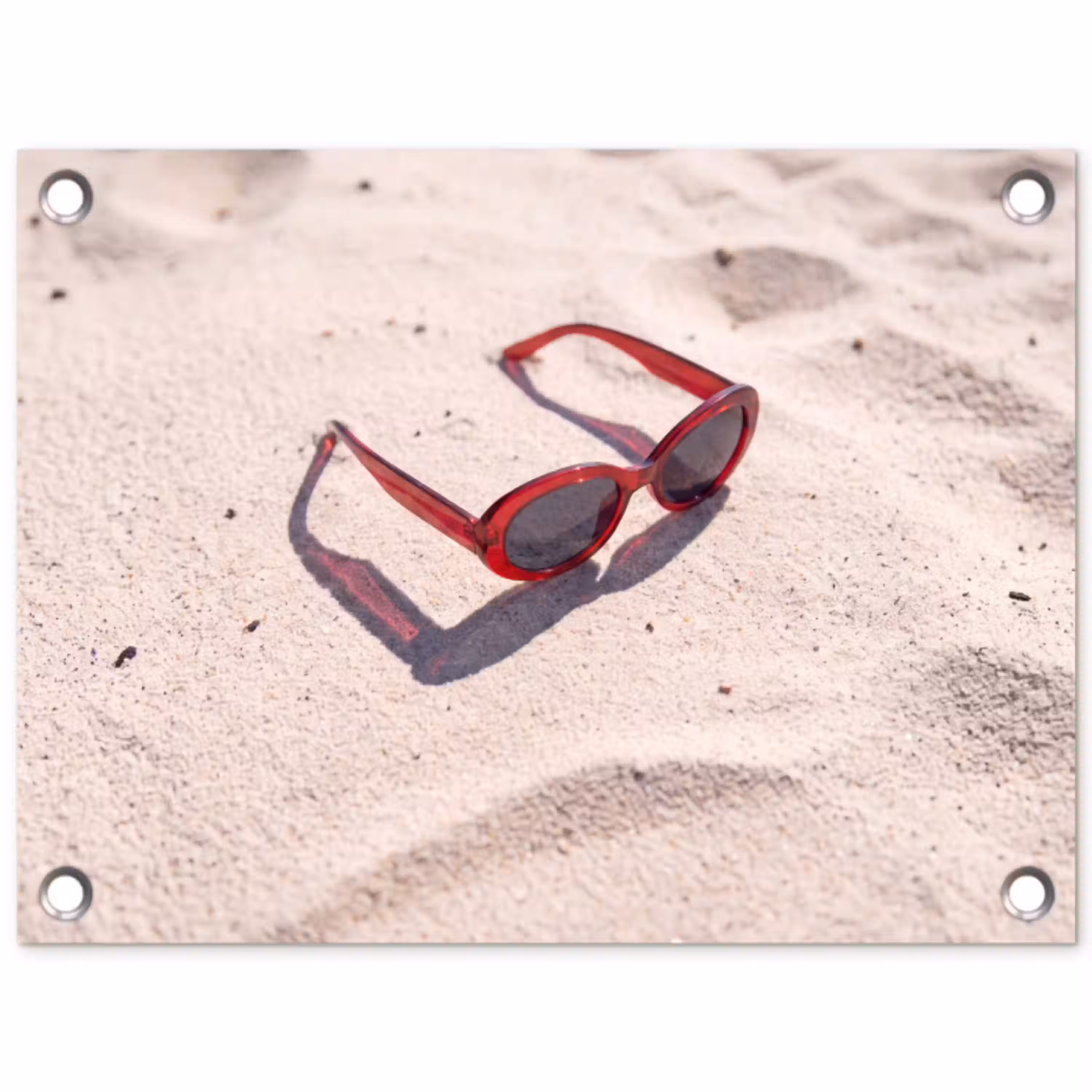 Zonnebril - Strand - Vakantie - Rood tuinposter los doek klein -3d