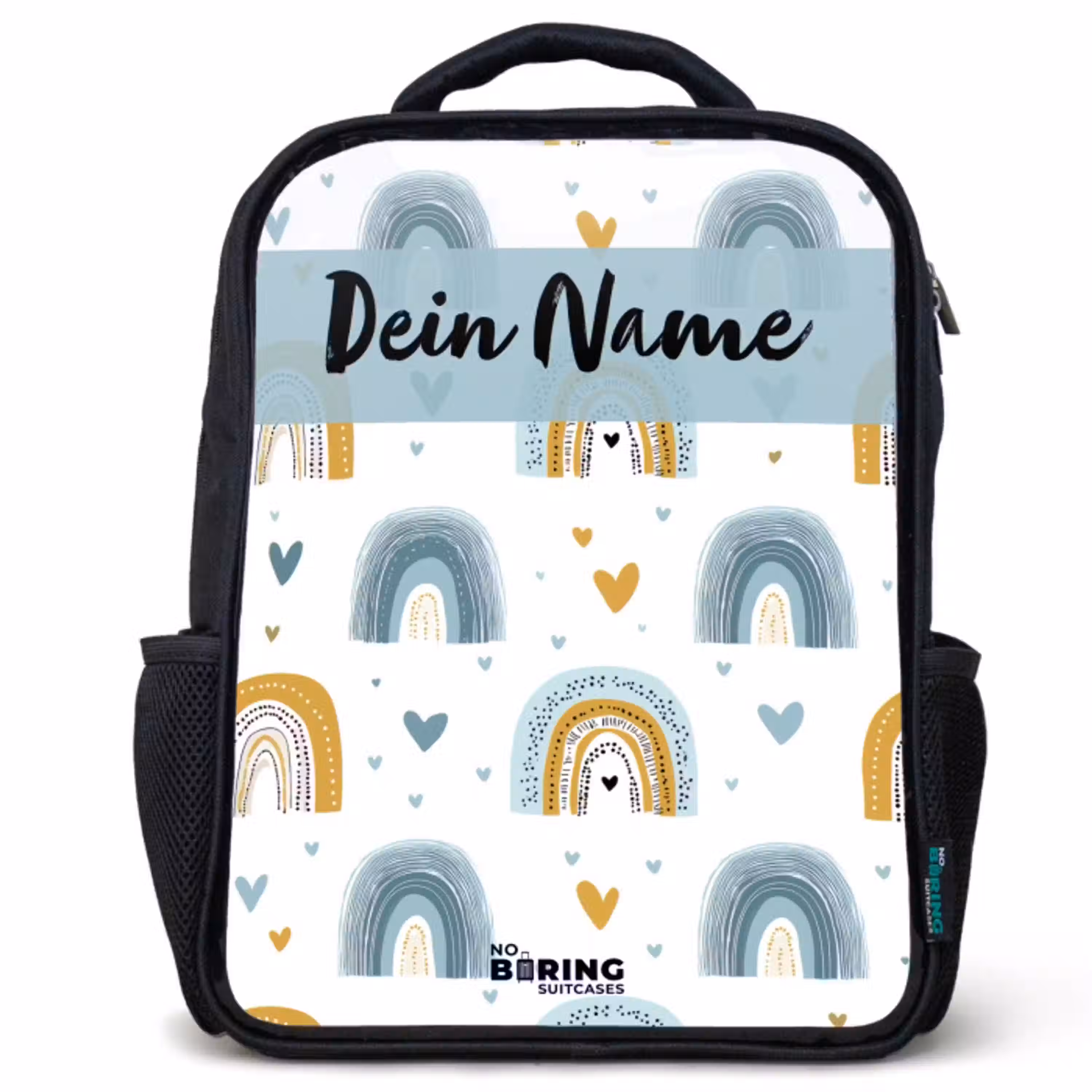 Patroon - Regenboog - Hartjes Rugzak - Zwart middel -3d