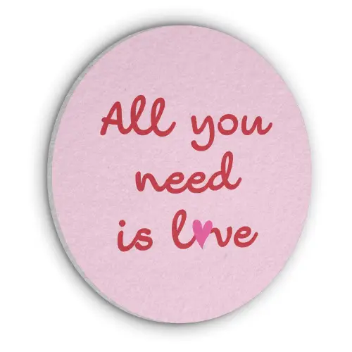 Tekst - Roze - Love - Hart Akoestische PET Vilt - Rond klein -3d