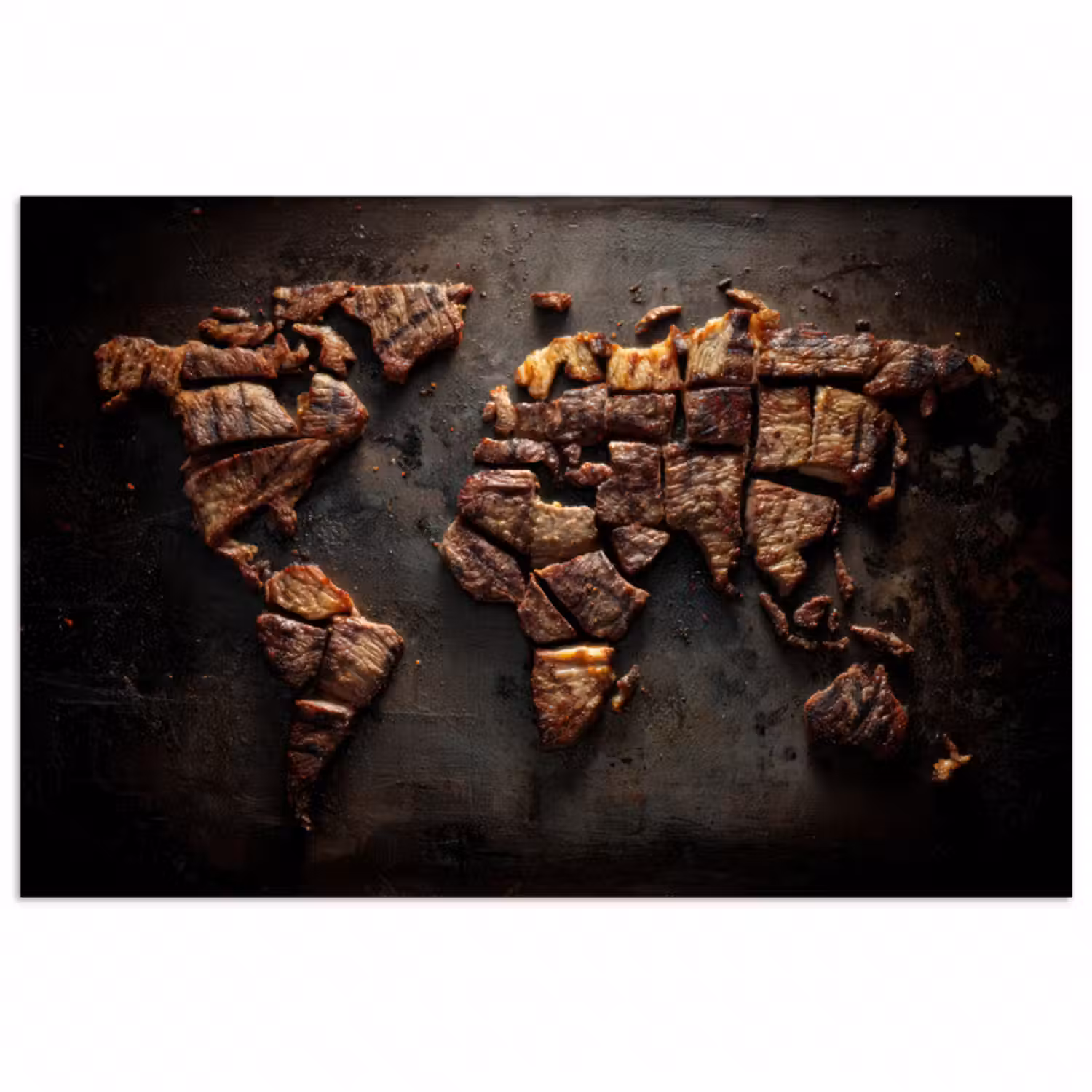 Poster - Weltkarte - Gegrilltes Fleisch