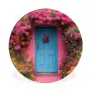 Bloemen - Deur - Roze Wandcirkel aluminium klein -3d