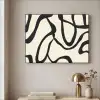 Abstract - Lijnen - Modern - Beige Textielframe zwart klein -sfeer2