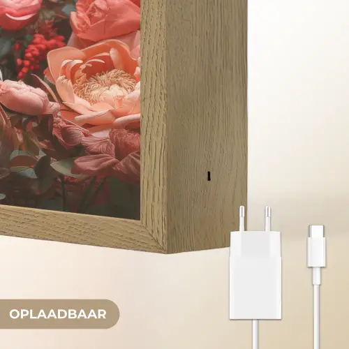 Pelikaan - Dier - Bloemen - Natuur - Botanisch - Roze Light Box met batterij (Wandlamp) middel -USP_websiteoplaadbaarNL