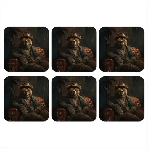 Beer - Bruin - Pak - Hoed onderzetter kurk middel -3d