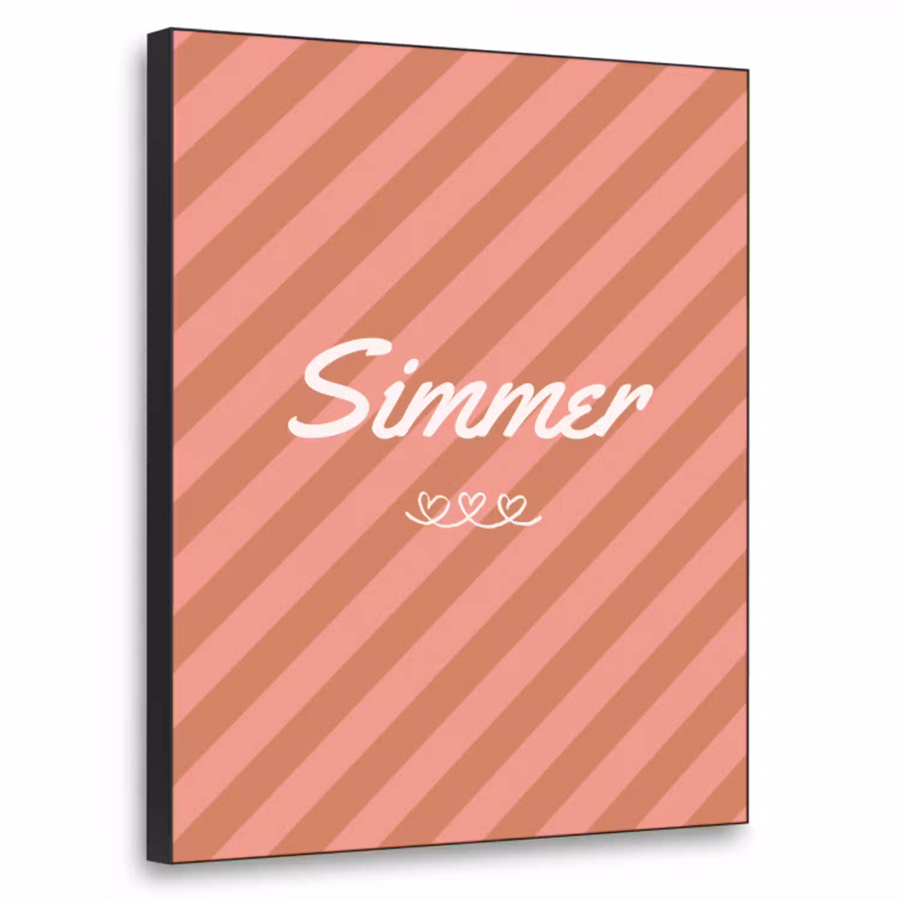 Simmer - Hartjes - Strepen - Roze Textielframe - compleet frame klein -3d