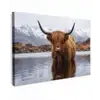 Schotse hooglander - Bruin - Water Tuinposter op houten frame 2 cm dik klein -3d
