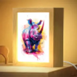 Neushoorn - Kleurrijk - Verf - Dieren Light Box met kabel klein -zzzz_3d_website