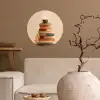 Boeken - Toren - Koffie - Beige Wandcirkel behangsticker klein -sfeer1