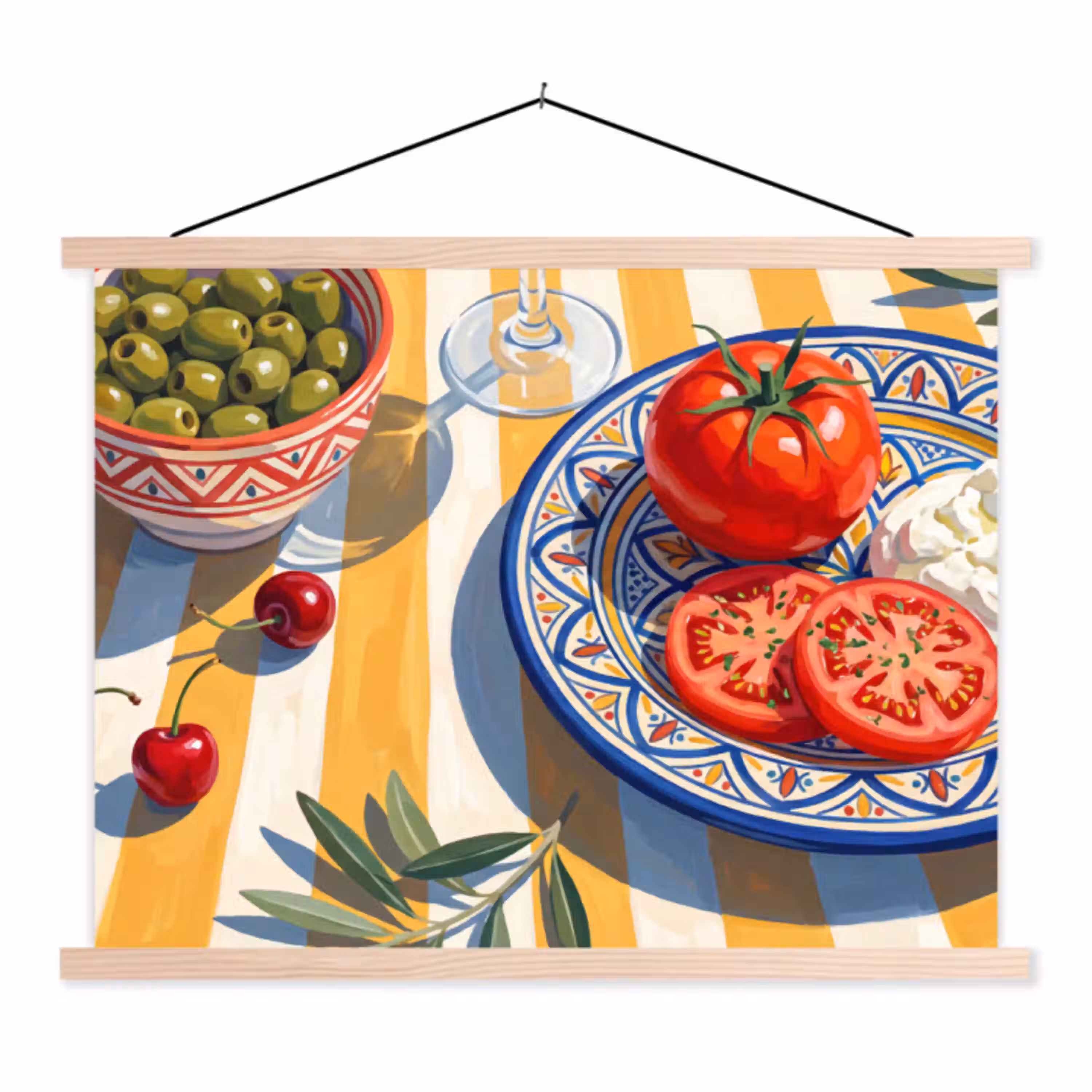 Fruit - Groenten - Kunst textielposter latten blank klein -3d