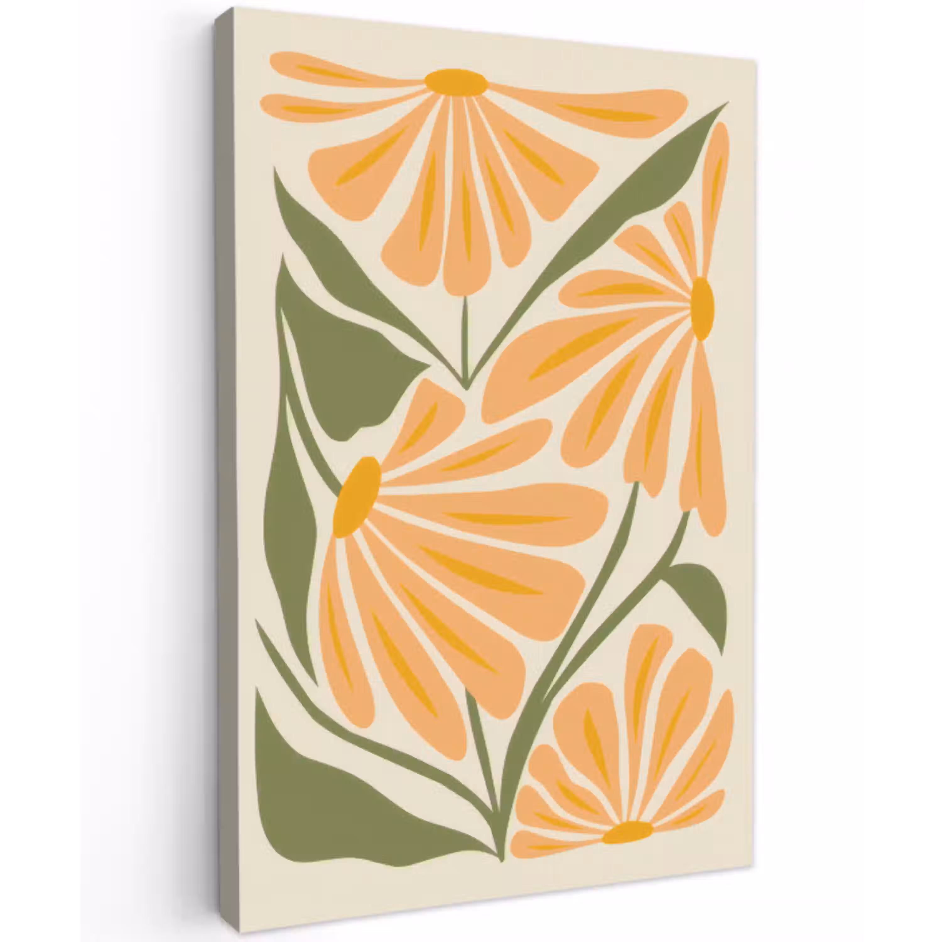 Blaadjes - Zachtoranje - Bloemen Tuinposter op houten frame 2 cm dik klein -3d