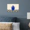 Vaas - Blauw - Geblokt - Modern poster papier klein -sfeer2