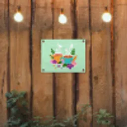 Thee - Illustratie - Kopjes - Bloemen tuinposter los doek klein -sfeer1