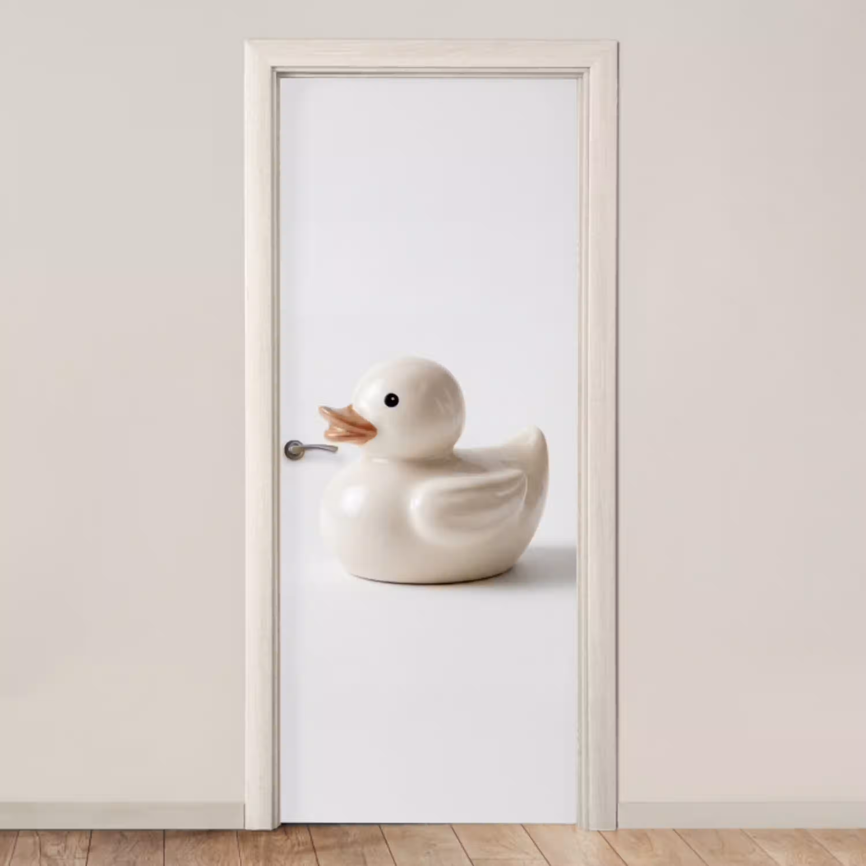 Badeend - Minimalistisch - Wit deurposter klein -3d_beige