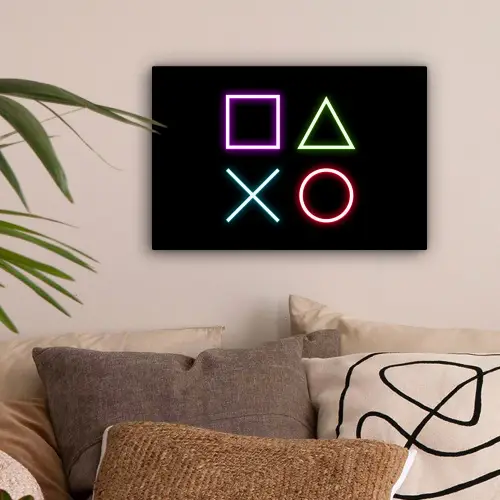 Gaming - Neon - Console - Zwart - Controller - Gamen canvas 2cm klein -sfeer1