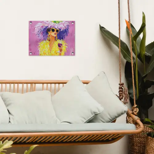 Zonnebril - Vrouw - Jas - Veren tuinposter los doek klein -sfeer7