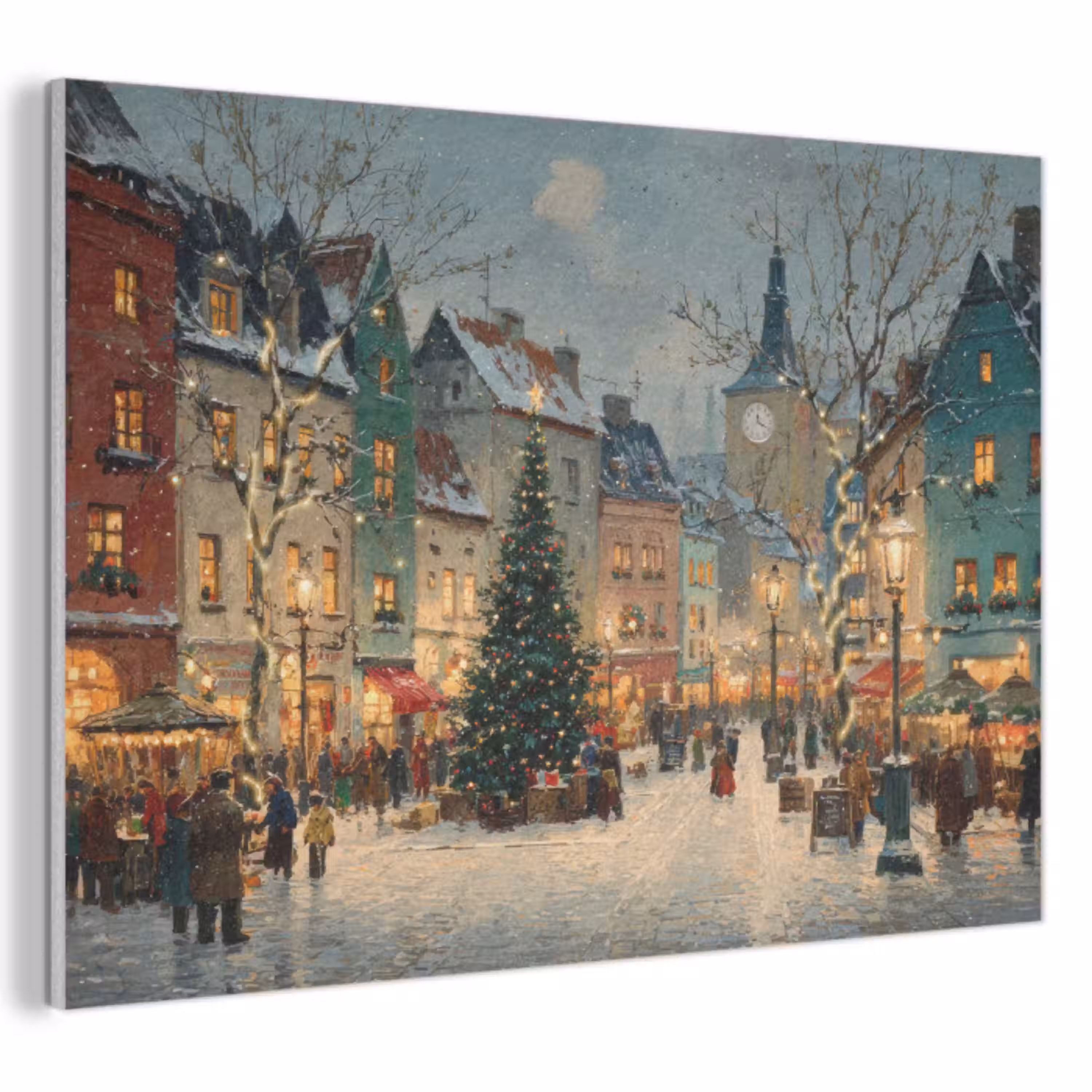 Kerstsfeer - Stadsplein - Kleurrijk PET vilt klein -3d