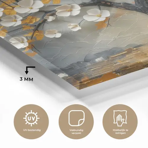 Boom - Bloemen - Goud - Beige plexiglas 5mm klein -sfeer2