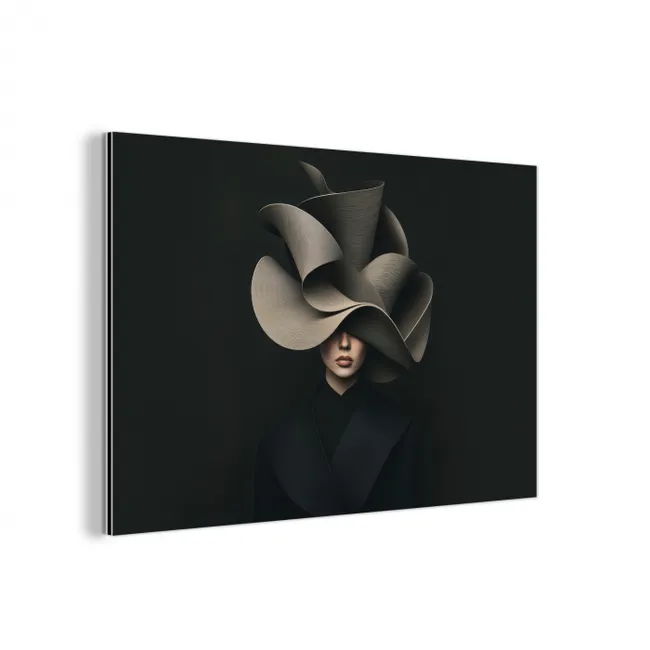 Zwarte - Hoed - Vrouw aluminium wit klein -3d