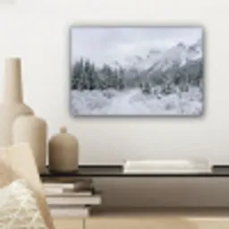 Weg - Bergen - Sneeuw - Naaldbos - Avontuurlijk canvas 2cm klein -sfeer6