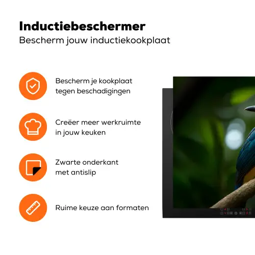 Vogel - Tak - Geel - Bladeren Inductie beschermer vinyl 3mm klein -zzzzzzz-td-ups
