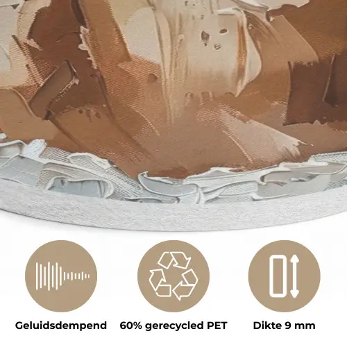 Vrouw - Verf - Abstract - Beige - Modern Akoestische PET Vilt - Rond klein -closeup_NL