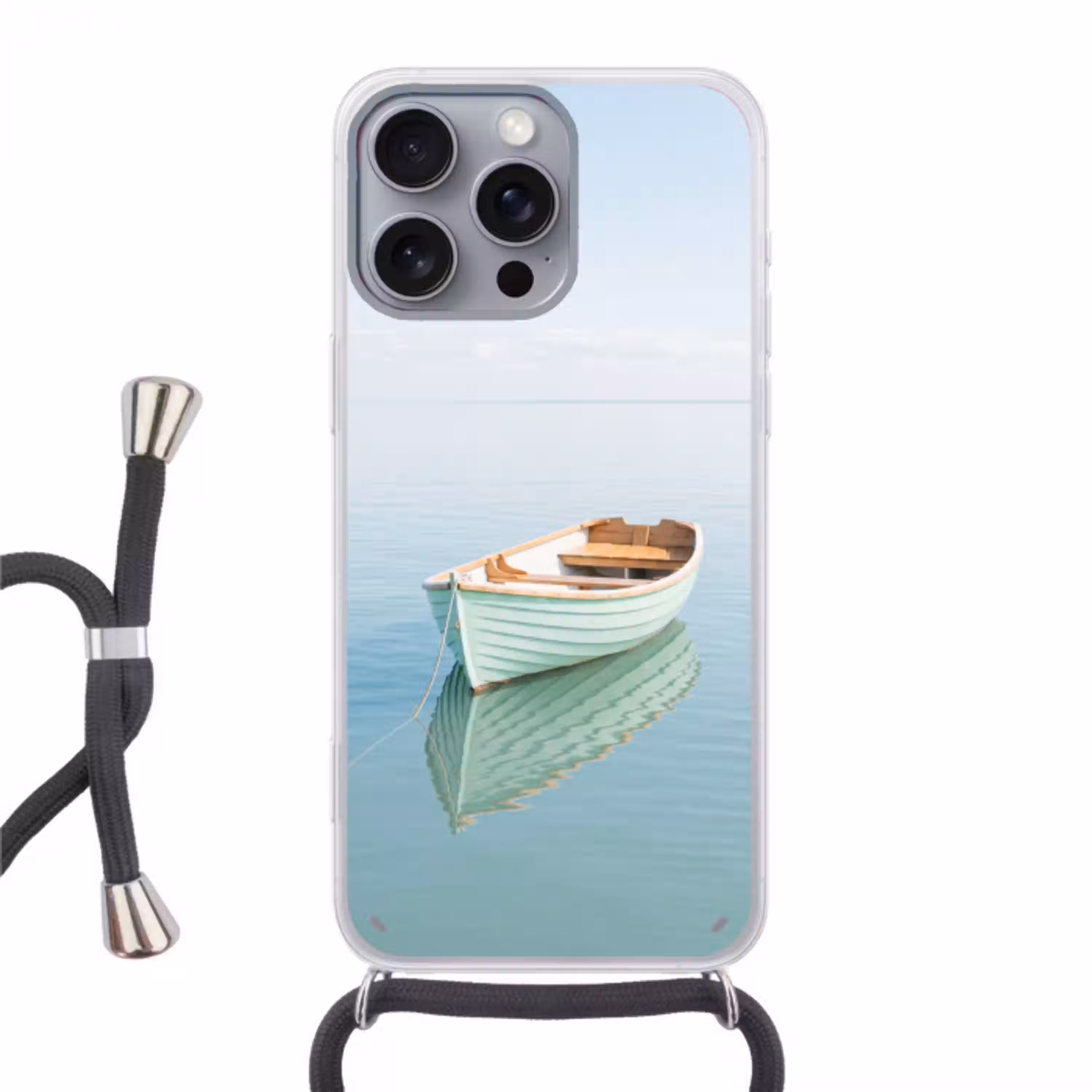 Minimalistisch - Boot - Zee Hoesje iPhone 16 Pro Max met koord klein -3d